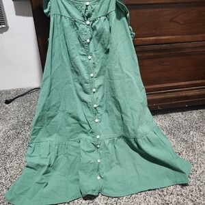 Universal Thread Green Ruched Backless Sundress